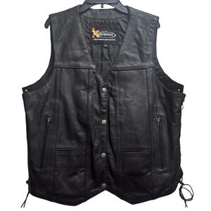 Xelement Leather Side Lace Concealed Carry Snap Front Motorcycle Vest Women’s 2X